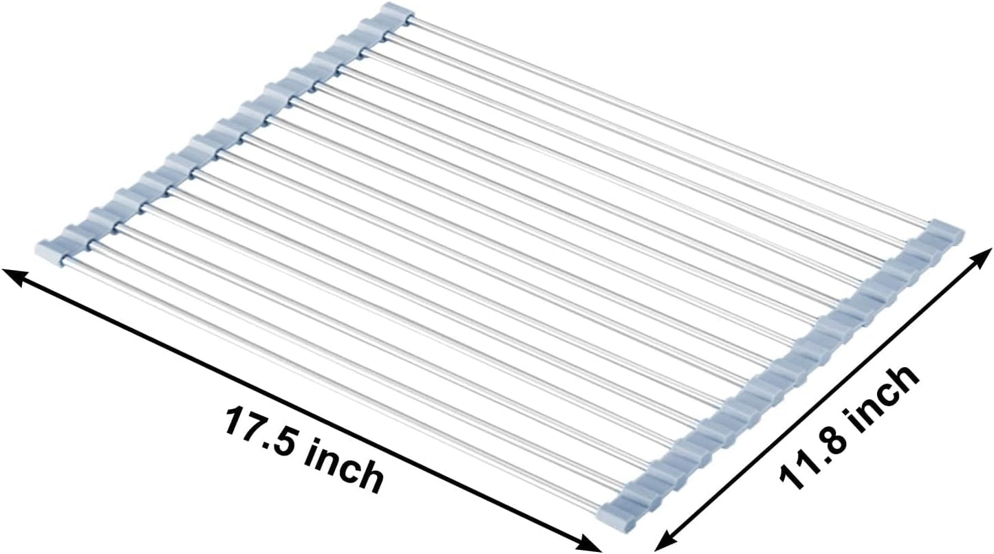 Over The Sink Dish Drying Rack, Roll Up Dish Drying Rack Kitchen Dish Rack Stainless Steel Sink Drying Rack, V1258-DP02-B-1241