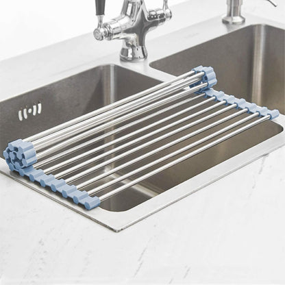 Over The Sink Dish Drying Rack, Roll Up Dish Drying Rack Kitchen Dish Rack Stainless Steel Sink Drying Rack, V1258-DP02-B-1241