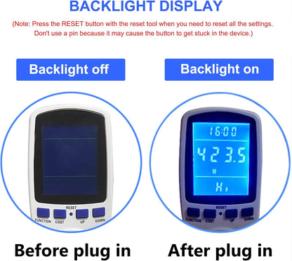 Upgraded Watt Power Meter Plug Home Electrical Usage Monitor Consumption, Energy Voltage Amps Kill Tester V1258-DP02-B-1242