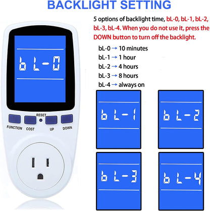 Upgraded Watt Power Meter Plug Home Electrical Usage Monitor Consumption, Energy Voltage Amps Kill Tester V1258-DP02-B-1242