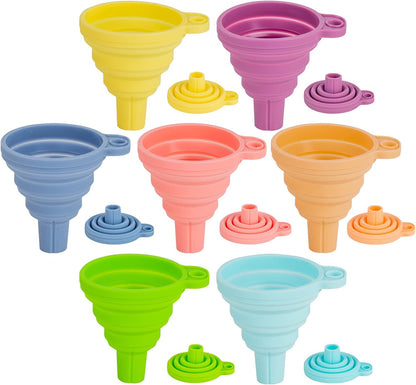 Kitchen Funnel Set 7 Pack, Collapsible Silicone Funnel for Filling Bottles, Beverage, Lab, Oil, Paint - V1258-DP02-B-125