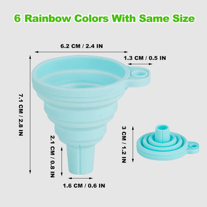 Kitchen Funnel Set 7 Pack, Collapsible Silicone Funnel for Filling Bottles, Beverage, Lab, Oil, Paint - V1258-DP02-B-125