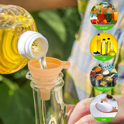 Kitchen Funnel Set 7 Pack, Collapsible Silicone Funnel for Filling Bottles, Beverage, Lab, Oil, Paint - V1258-DP02-B-125