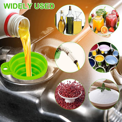 Kitchen Funnel Set 7 Pack, Collapsible Silicone Funnel for Filling Bottles, Beverage, Lab, Oil, Paint - V1258-DP02-B-125