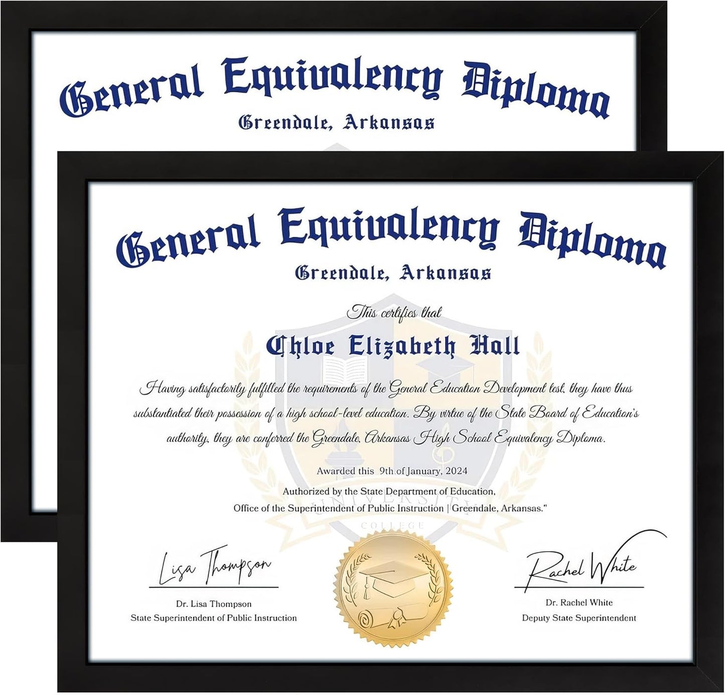 8.5x11 Diploma Frame, Black Picture Frame With Clear Plexiglass, 2 Pack Certificate for Wall Display, V1258-DP02-B-1274