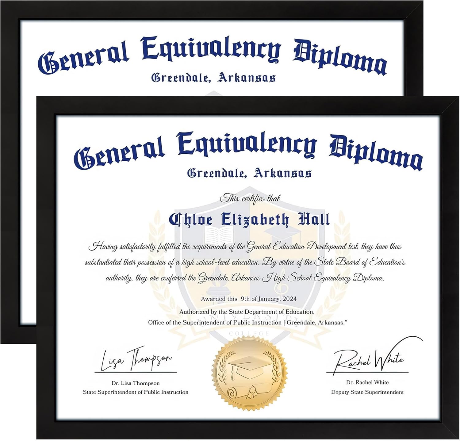 8.5x11 Diploma Frame, Black Picture Frame With Clear Plexiglass, 2 Pack Certificate for Wall Display, V1258-DP02-B-1274