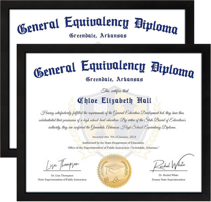 8.5x11 Diploma Frame, Black Picture Frame With Clear Plexiglass, 2 Pack Certificate for Wall Display, V1258-DP02-B-1274