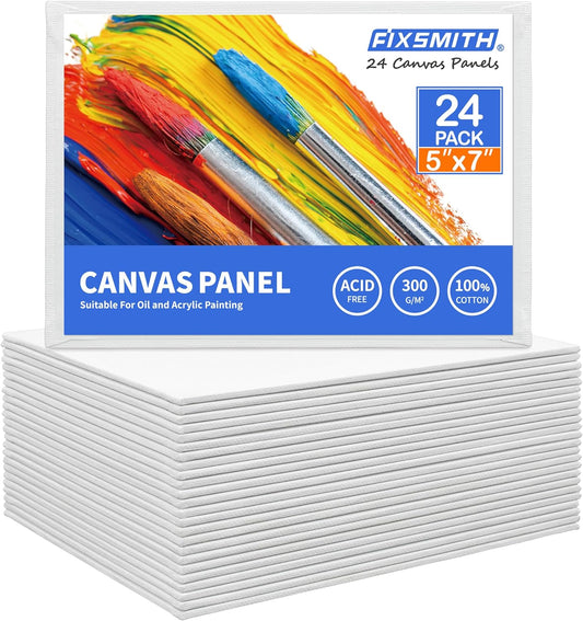Canvas Boards for Painting 5x7 Inch, Super Value 24 Pack Mini Canvases, White Blank Canvas Panels, 100% V1258-DP02-B-1276