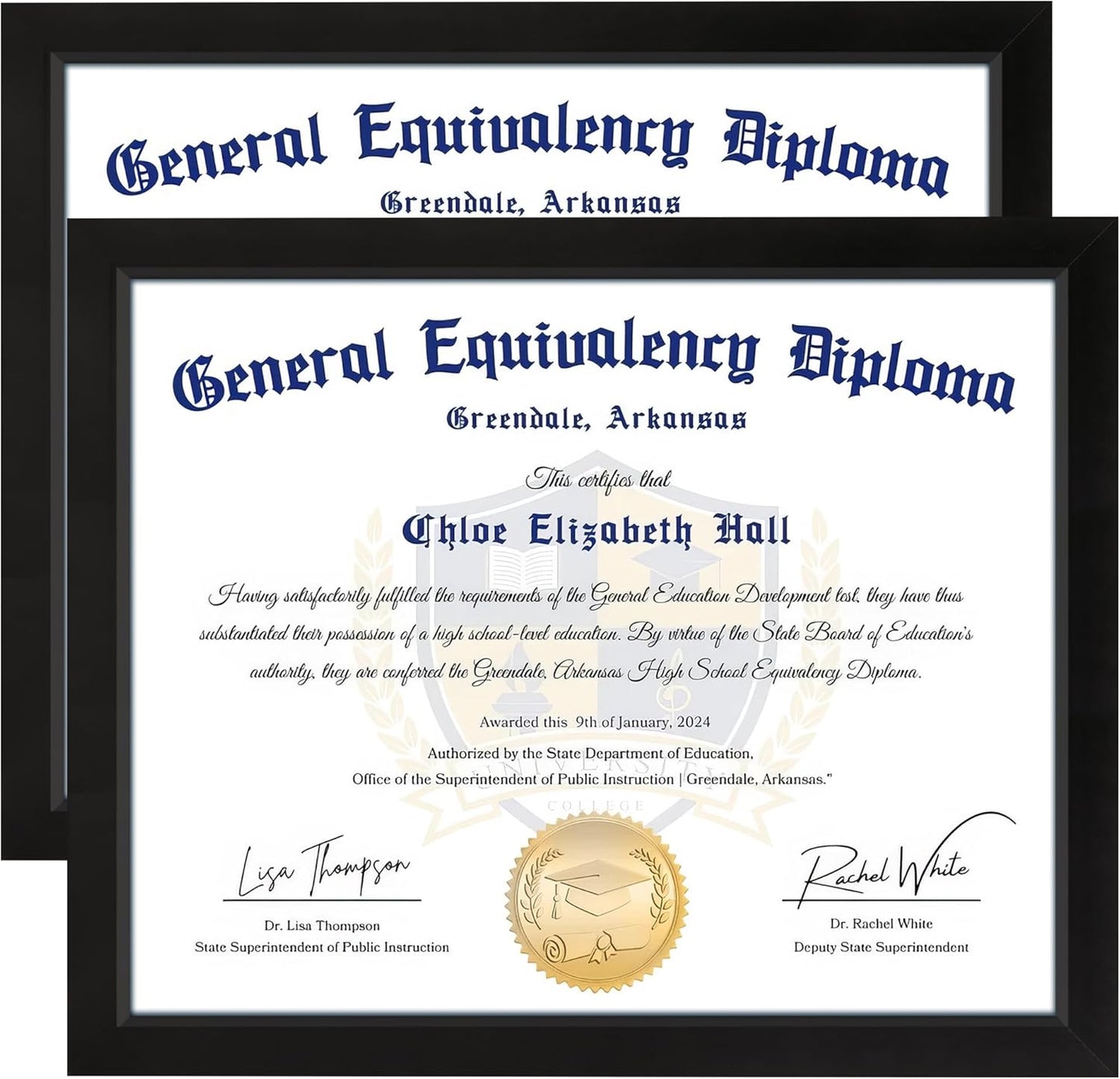 8.5x11 Diploma Frame, Black Picture Frame with Clear Plexiglass, 2 Pack Certificate Frame for Tabletop or V1258-DP02-B-1279