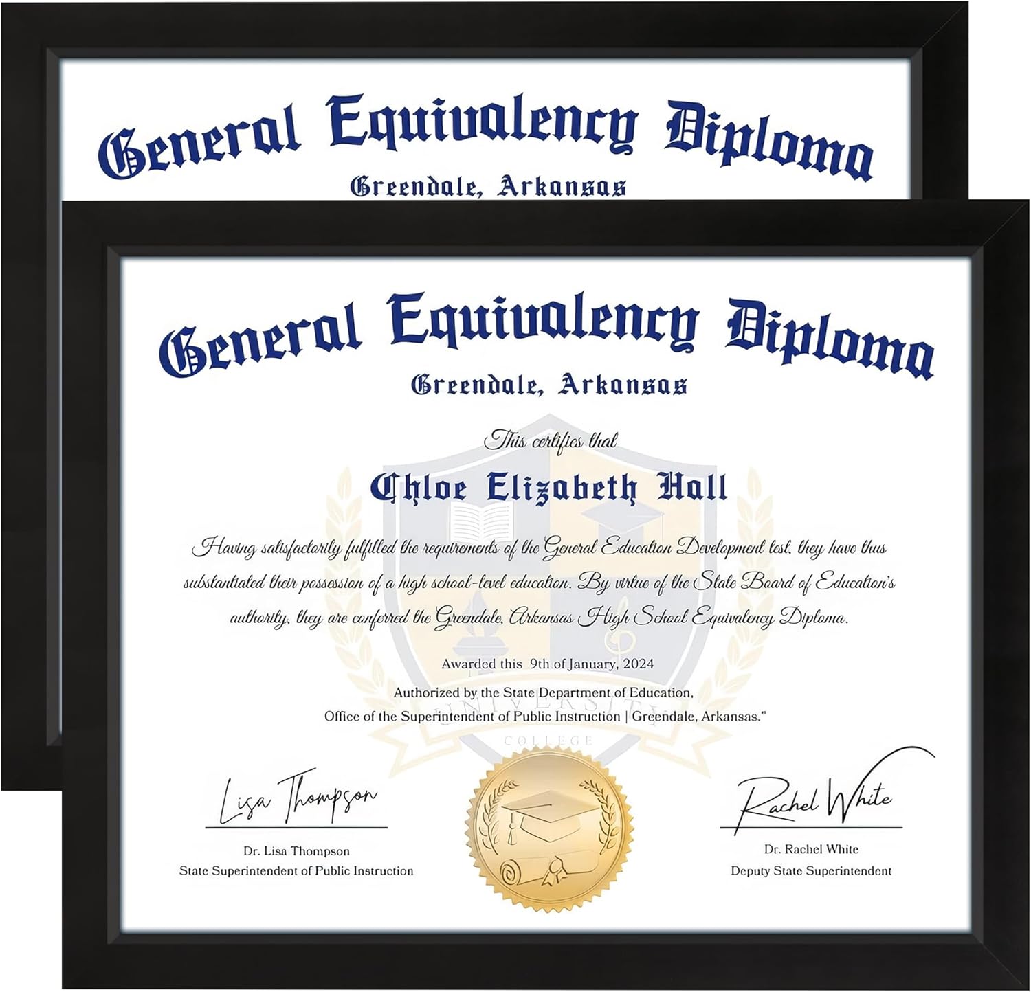 8.5x11 Diploma Frame, Black Picture Frame with Clear Plexiglass, 2 Pack Certificate Frame for Tabletop or V1258-DP02-B-1279