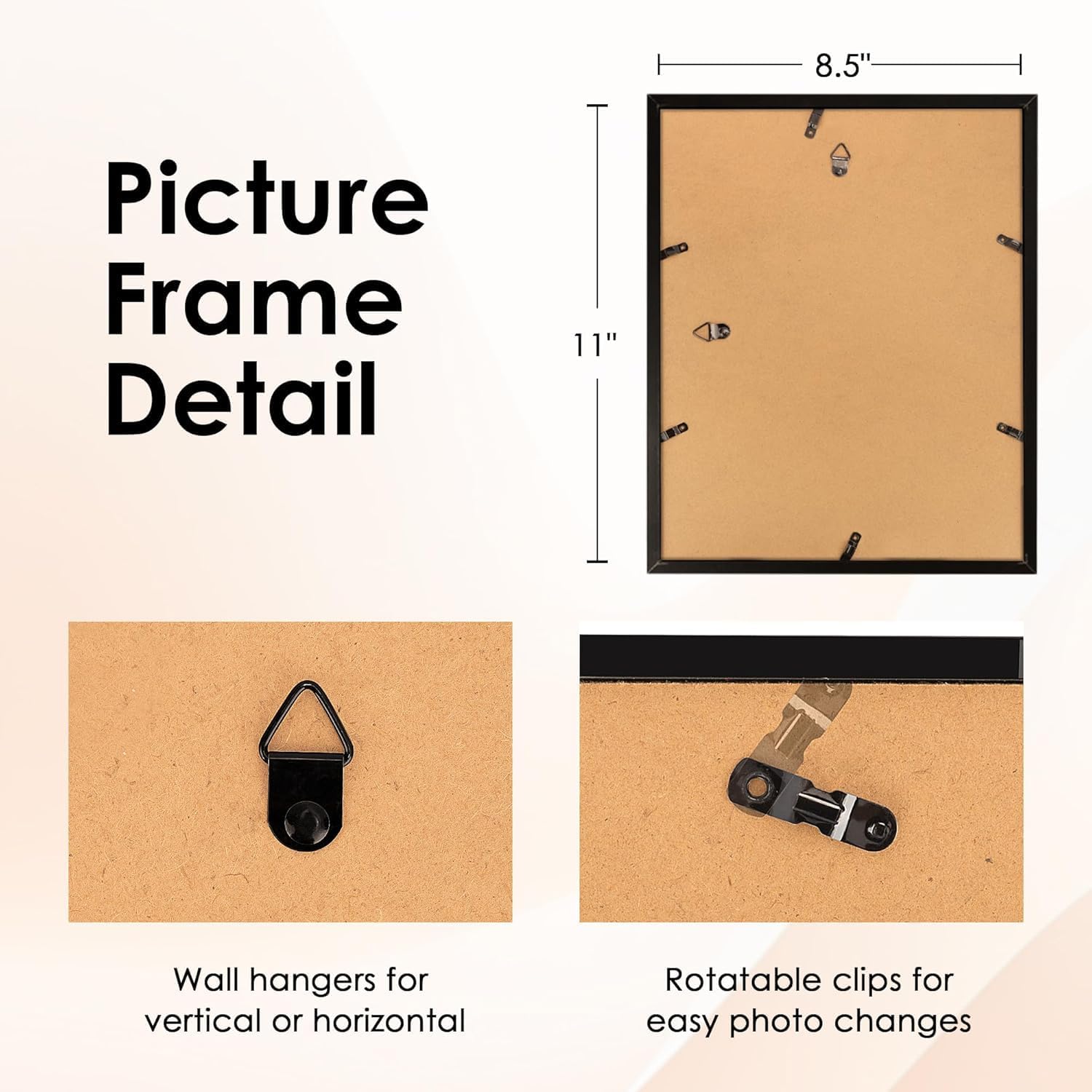 8.5x11 Diploma Frame, Black Picture Frame with Clear Plexiglass, 2 Pack Certificate Frame for Tabletop or V1258-DP02-B-1279