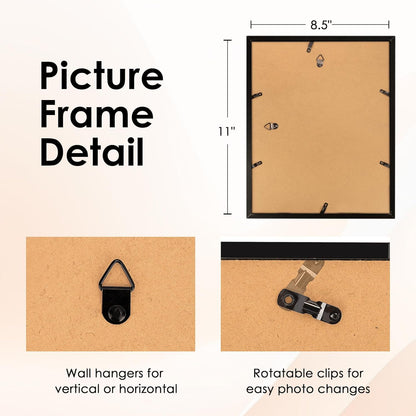 8.5x11 Diploma Frame, Black Picture Frame with Clear Plexiglass, 2 Pack Certificate Frame for Tabletop or V1258-DP02-B-1279