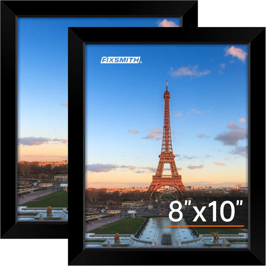 8x10 Picture Frame, Black Poster Frame with HD Plexiglass, Display Pictures 5x7 with Mat or 8x10 Without Mat, V1258-DP02-B-1280