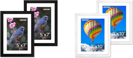 5x7 Picture Frame Set of 2 & 8x10 Picture Frame Set of 2, Photo Frame with HD Plexiglass, Display Pictures V1258-DP02-B-1281