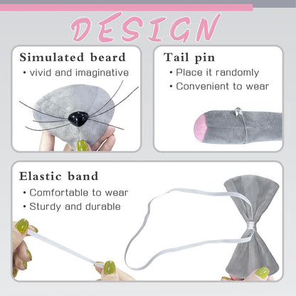 Mouse Costume Accessory Set,Rat Costume Set,Mouse Costume Set Includes Ear Headband,Tail,Nose,Bow Tie for V1258-DP02-B-1283