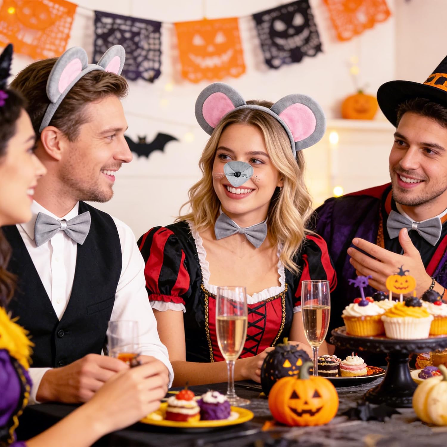 Mouse Costume Accessory Set,Rat Costume Set,Mouse Costume Set Includes Ear Headband,Tail,Nose,Bow Tie for V1258-DP02-B-1283