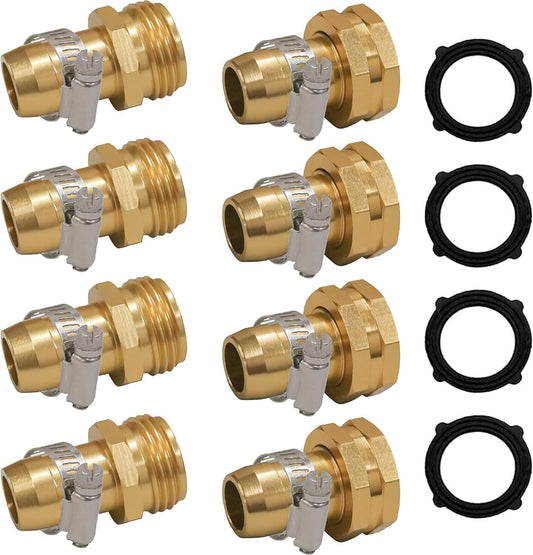 Garden Hose Repair Connector with Clamps, Fit for 3/4" or 5/8" Garden Hose Fitting, 4 Set V1258-DP02-B-129