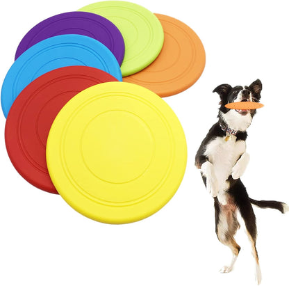 6 Pack Dog Flying Discs - Interactive, Soft Floating Saucer for Small, Medium Dogs - Safe on Teeth V1258-DP02-B-1292