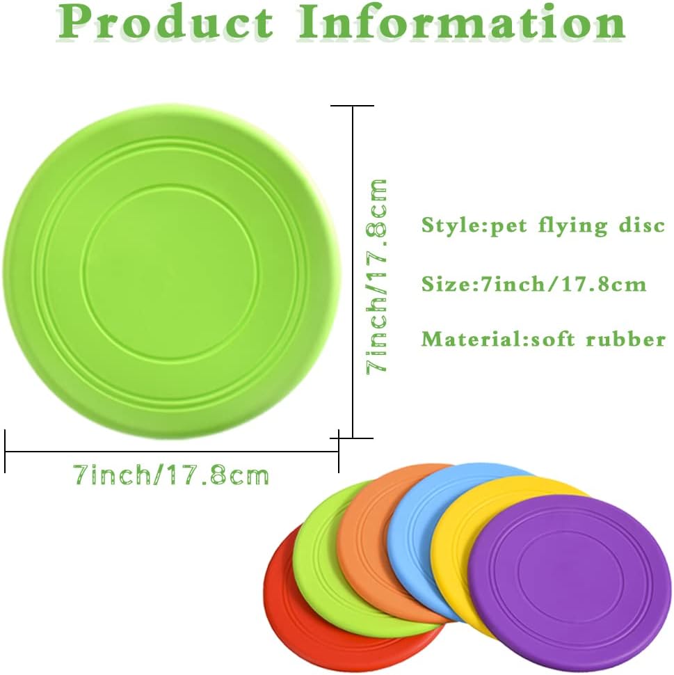 6 Pack Dog Flying Discs - Interactive, Soft Floating Saucer for Small, Medium Dogs - Safe on Teeth V1258-DP02-B-1292