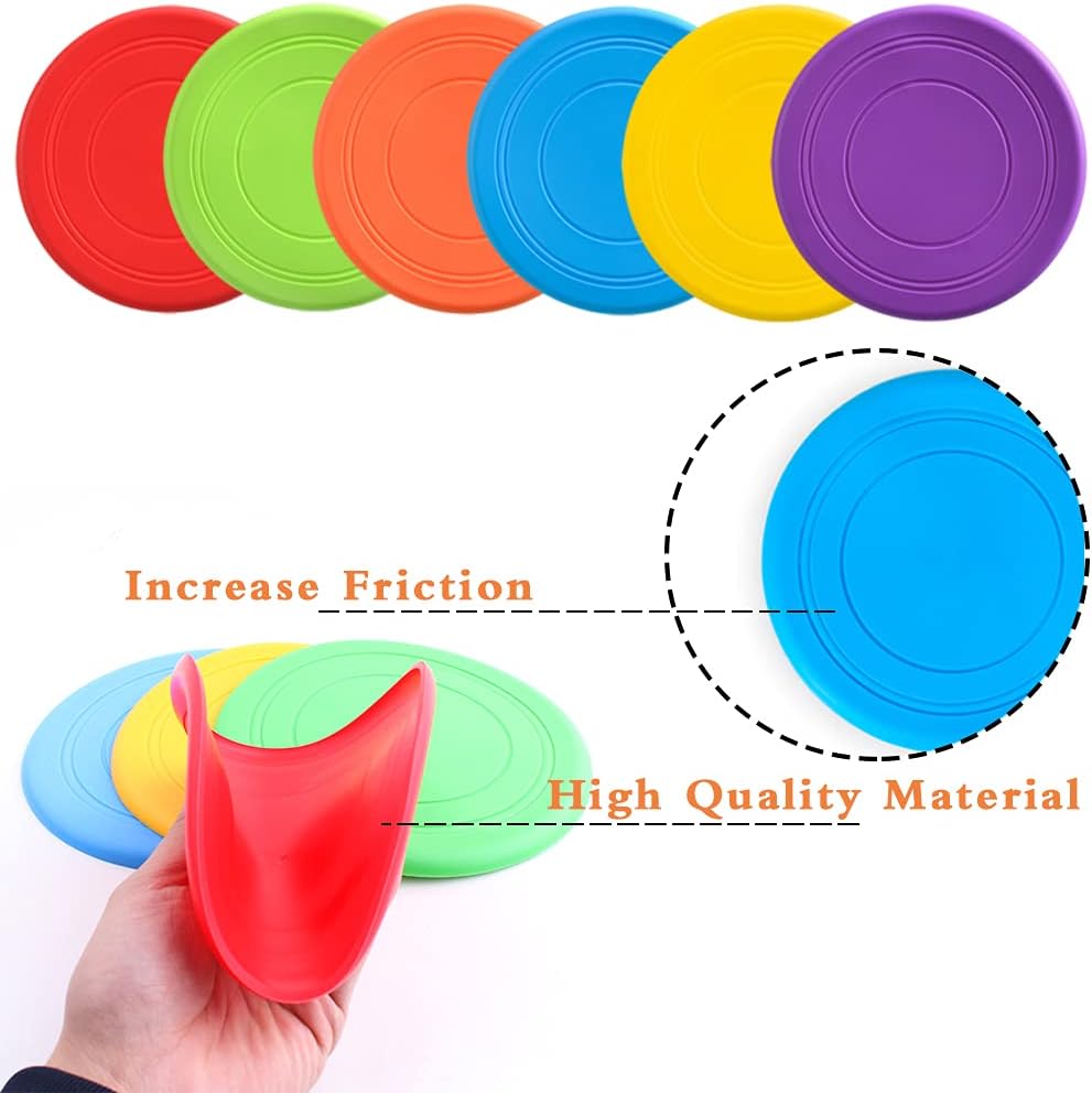 6 Pack Dog Flying Discs - Interactive, Soft Floating Saucer for Small, Medium Dogs - Safe on Teeth V1258-DP02-B-1292
