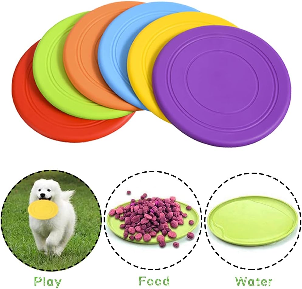 6 Pack Dog Flying Discs - Interactive, Soft Floating Saucer for Small, Medium Dogs - Safe on Teeth V1258-DP02-B-1292