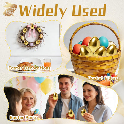 30 Pcs Gold Easter Eggs,2.3" Bulk Plastic Metallic Empty Easter Eggs,Fillable Shiny Golden Easter Egg for V1258-DP02-B-1293