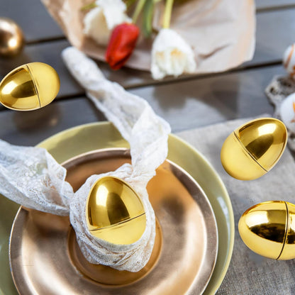 30 Pcs Gold Easter Eggs,2.3" Bulk Plastic Metallic Empty Easter Eggs,Fillable Shiny Golden Easter Egg for V1258-DP02-B-1293