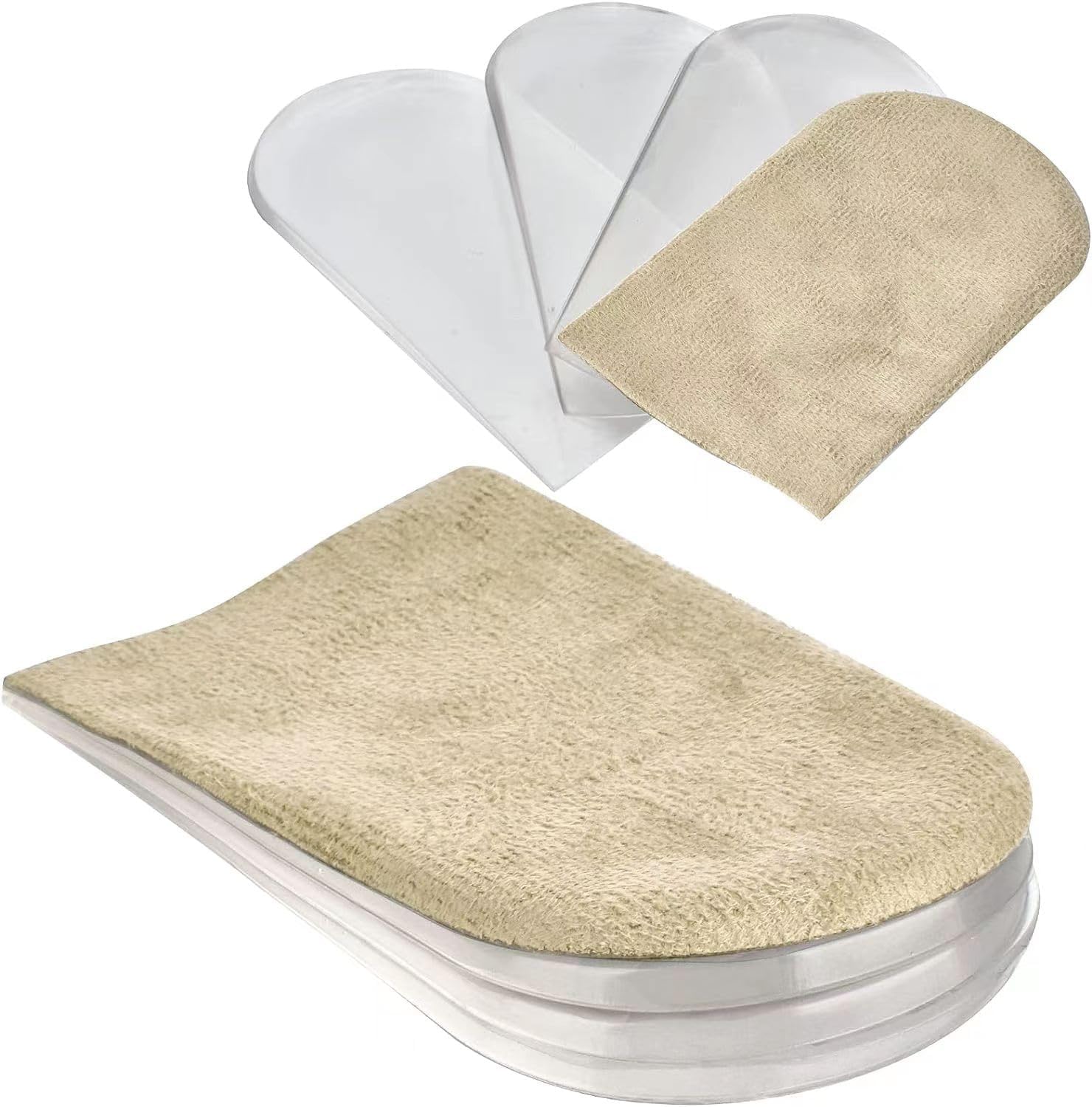 Adjustable Heel Lift Inserts 2 Pack Soft Silicone Height Increase Insoles Heel Lifts for Shoes 1/4" to 1" - 4 V1258-DP02-B-1295