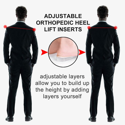 Adjustable Heel Lift Inserts 2 Pack Soft Silicone Height Increase Insoles Heel Lifts for Shoes 1/4" to 1" - 4 V1258-DP02-B-1295