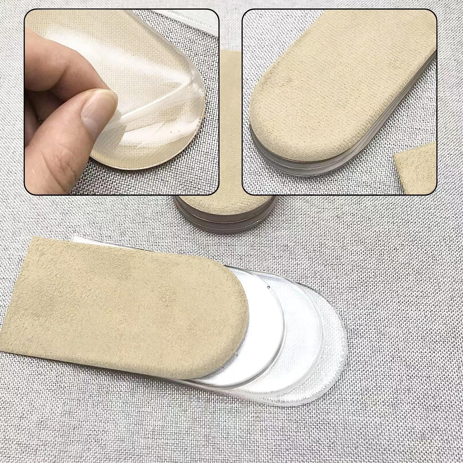 Adjustable Heel Lift Inserts 2 Pack Soft Silicone Height Increase Insoles Heel Lifts for Shoes 1/4" to 1" - 4 V1258-DP02-B-1295