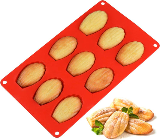 Silicone Madeleine Pans - 9 Cups Madeleine Mold for Small Cake, Chocolate, Cookies Pack of 2 V1258-DP02-B-13