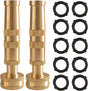 Adjustable Twist Hose Nozzle, 4" Heavy-Duty Brass Hose Nozzle with 10 Garden Hose Rubber Washers, 2 Pack V1258-DP02-B-130