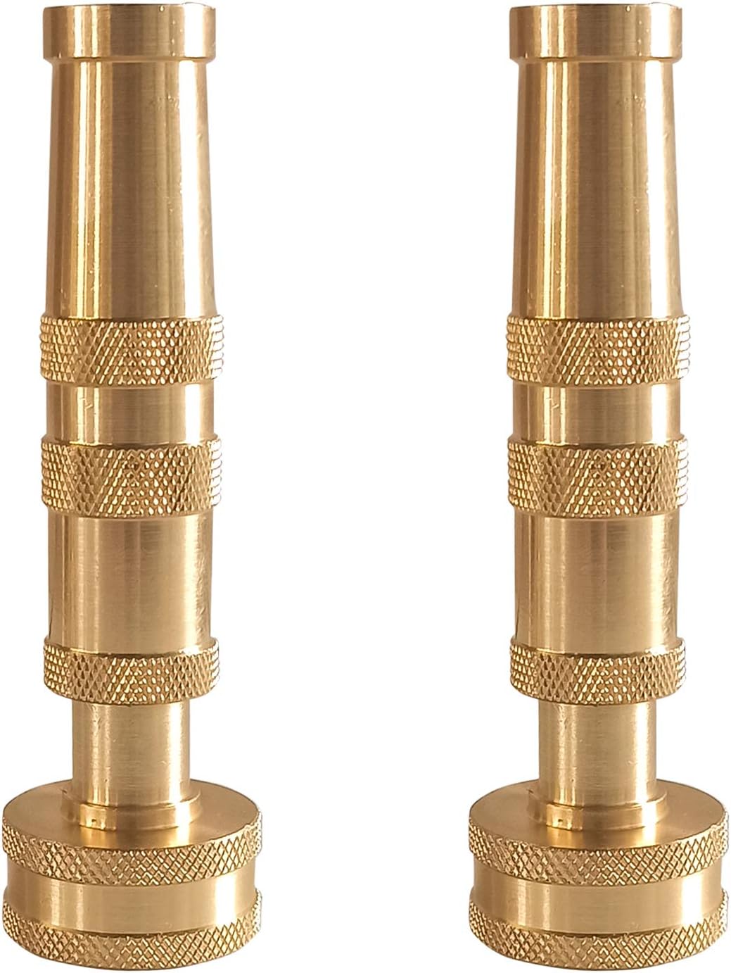 Adjustable Twist Hose Nozzle, 4" Heavy-Duty Brass Hose Nozzle with 10 Garden Hose Rubber Washers, 2 Pack V1258-DP02-B-130