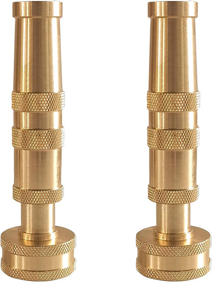 Adjustable Twist Hose Nozzle, 4" Heavy-Duty Brass Hose Nozzle with 10 Garden Hose Rubber Washers, 2 Pack V1258-DP02-B-130