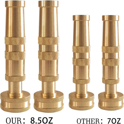 Adjustable Twist Hose Nozzle, 4" Heavy-Duty Brass Hose Nozzle with 10 Garden Hose Rubber Washers, 2 Pack V1258-DP02-B-130