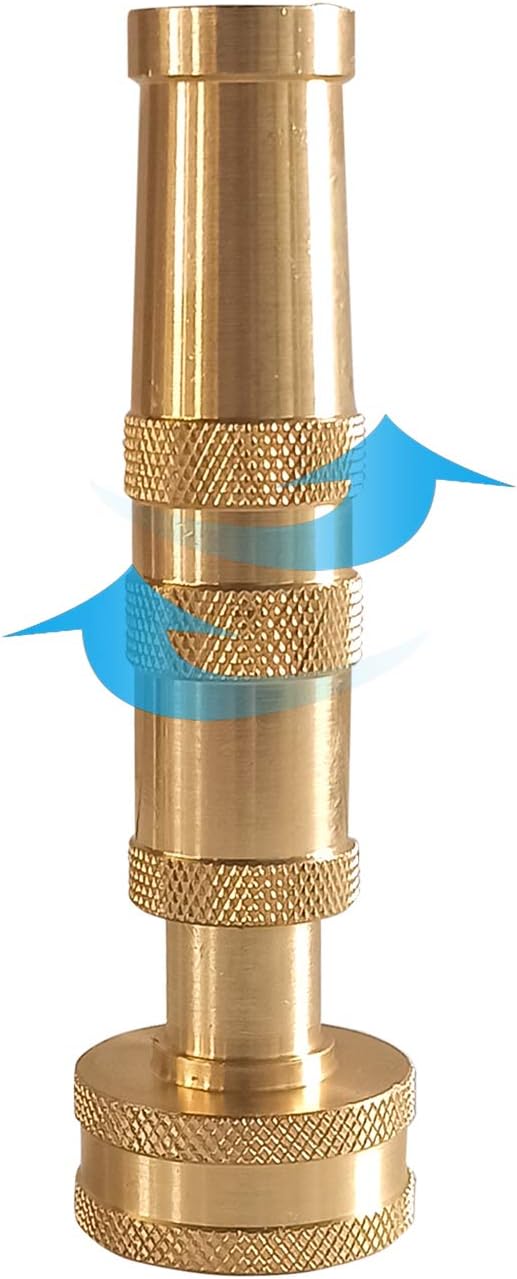 Adjustable Twist Hose Nozzle, 4" Heavy-Duty Brass Hose Nozzle with 10 Garden Hose Rubber Washers, 2 Pack V1258-DP02-B-130