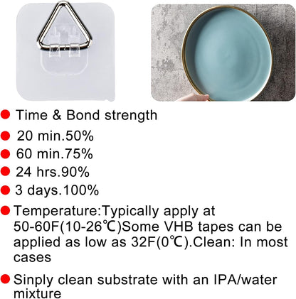 Wall Hangers 20 Pack - Vertical Plate Holders, Adhesive Picture Hanger for Wall Decoration V1258-DP02-B-1309