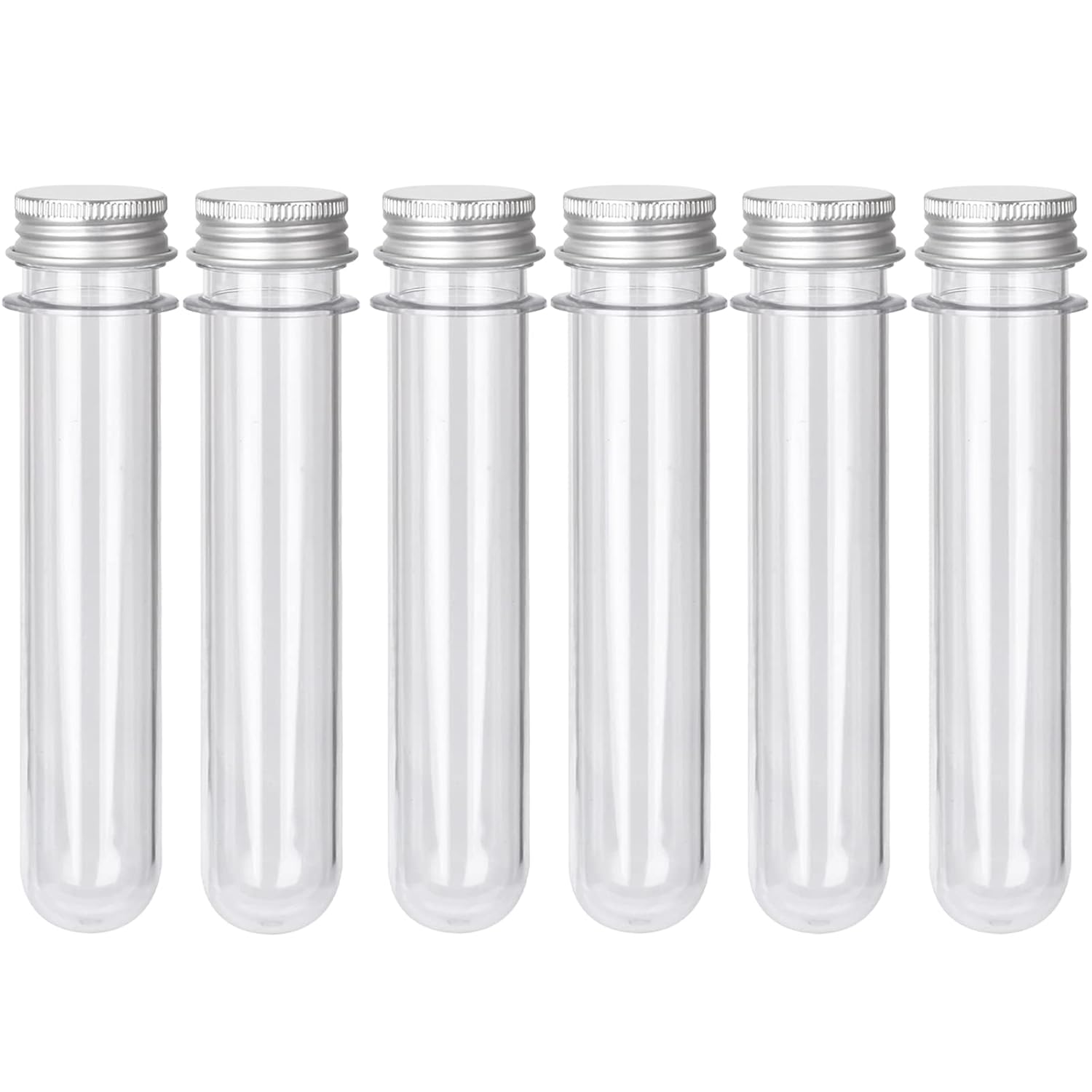 6PCS Plastic Test Tubes with Screw Caps 45ml Clear Tubes for Scientific Experiments, Party Decoration, V1258-DP02-B-1311