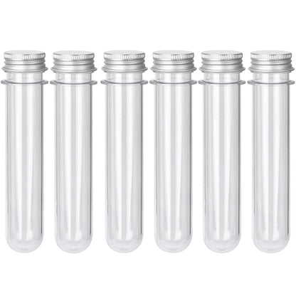 6PCS Plastic Test Tubes with Screw Caps 45ml Clear Tubes for Scientific Experiments, Party Decoration, V1258-DP02-B-1311