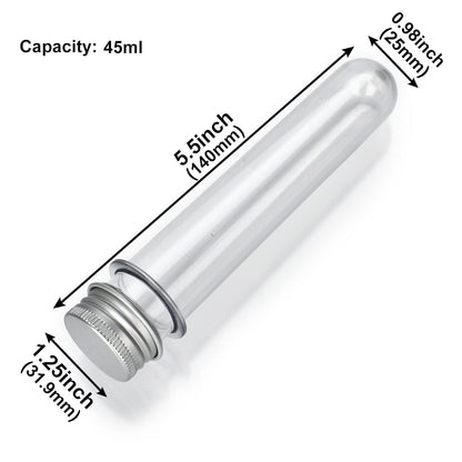 6PCS Plastic Test Tubes with Screw Caps 45ml Clear Tubes for Scientific Experiments, Party Decoration, V1258-DP02-B-1311