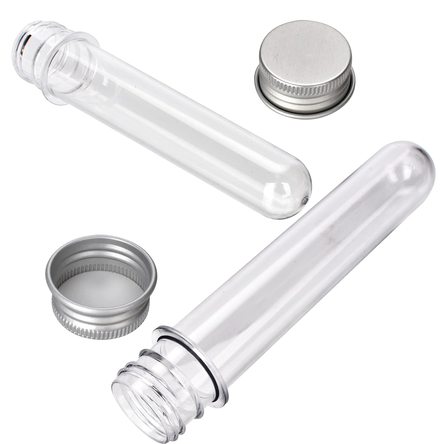 6PCS Plastic Test Tubes with Screw Caps 45ml Clear Tubes for Scientific Experiments, Party Decoration, V1258-DP02-B-1311