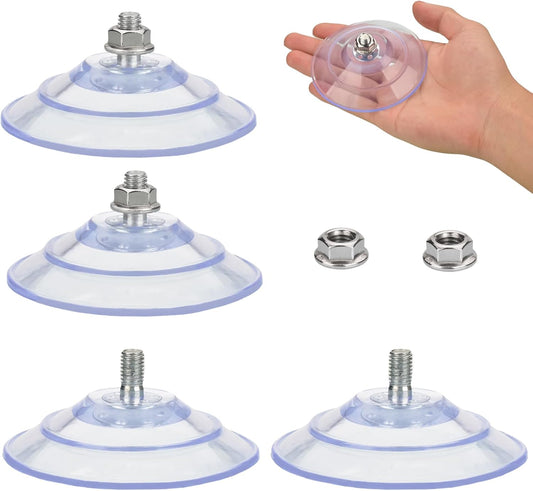 Upgraded Large Suction Cup with Screws 3.4"/85mm Plastic Suction Pads 4 Pack Clear PVC Sucker Pads with M8 V1258-DP02-B-1312