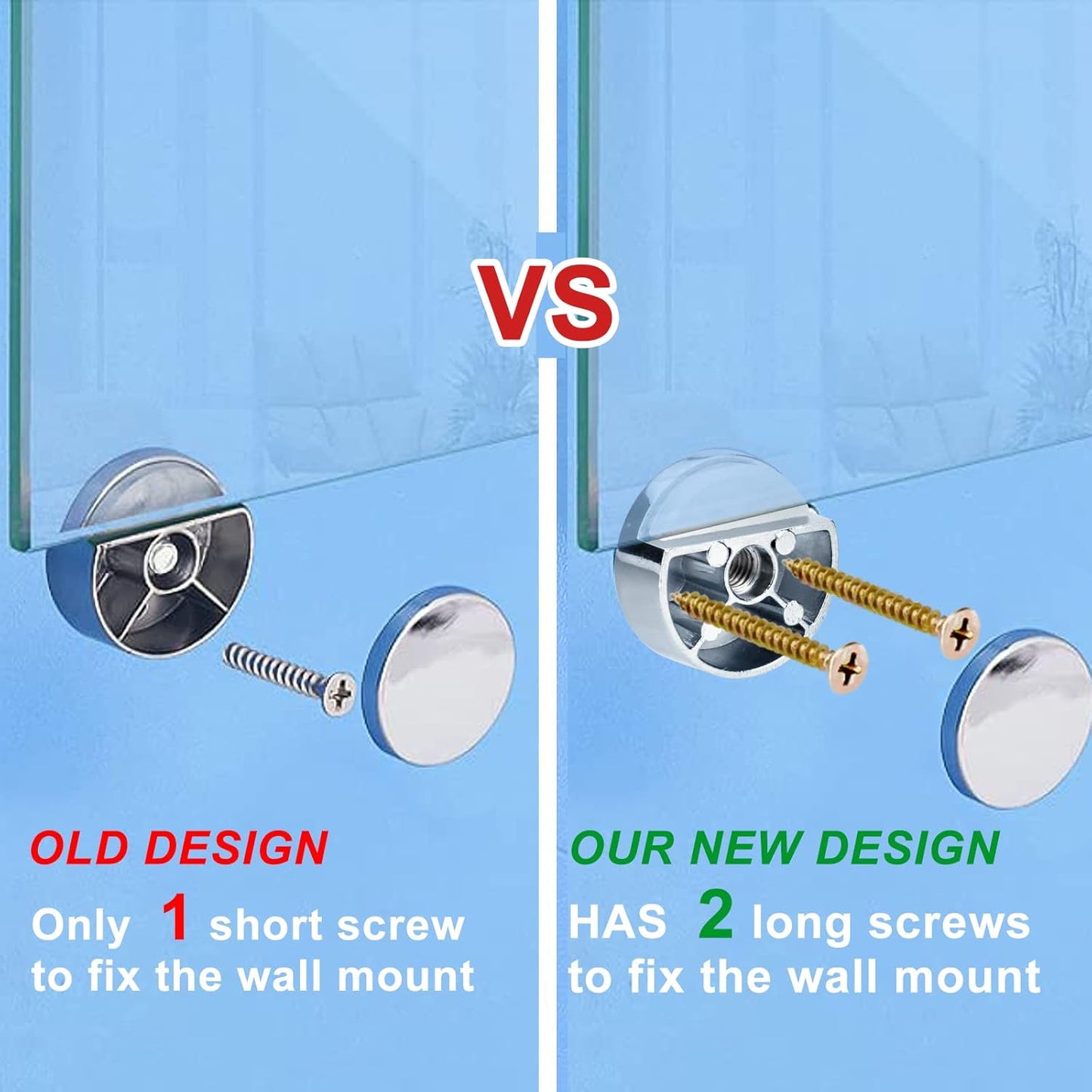 Upgraded 3-5mm Frameless Mirror Mounting Hardware 4 Pack Dual-Screw Fixing Mirror Mounting Kit with Heavy V1258-DP02-B-1314