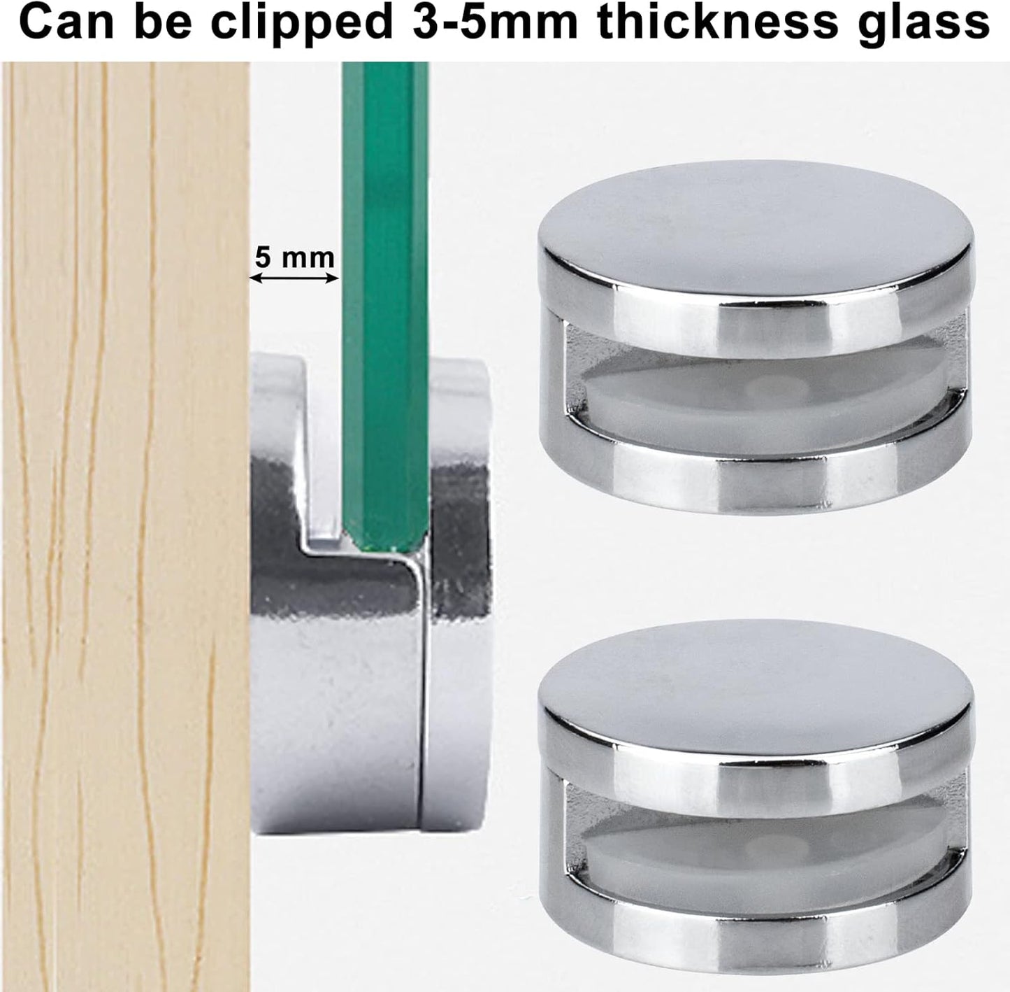 Upgraded 3-5mm Frameless Mirror Mounting Hardware 4 Pack Dual-Screw Fixing Mirror Mounting Kit with Heavy V1258-DP02-B-1314