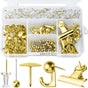Gold Push Pin Kit 310 Pcs Decorative Thumb Tacks with Push Pin Hook Pushpin for Cork Board Bulletin Board V1258-DP02-B-1316