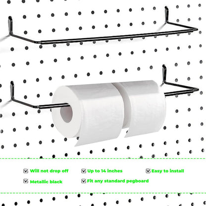 2 Pack Pegboard Towel Holder Pegboard Hooks for Paper Towels, Kitchen Towels, Stickers, Tapes Great Peg Board V1258-DP02-B-1317