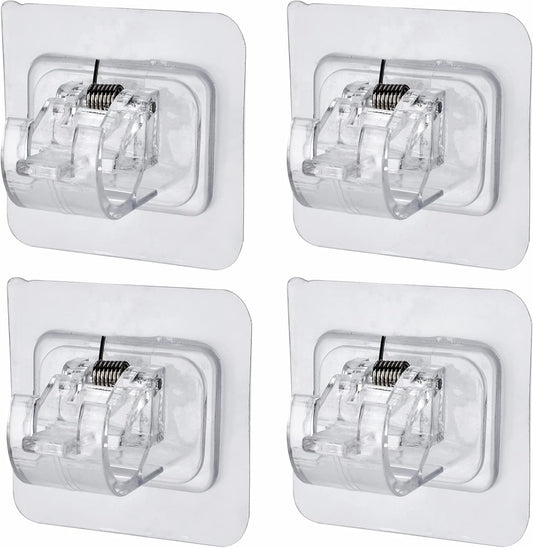 4PCS No Drill Curtain Rod Brackets, Self Adhesive Curtain Rod Holder Hooks, Nail Free Adjustable Curtain Rod V1258-DP02-B-1319