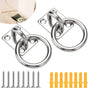 AccEncy 2Pcs M8 Stainless Steel Extra Large Heavy Duty Ring and Square Wall Mount Ceiling Indoor/Outdoor Hooks V1258-DP02-B-1326