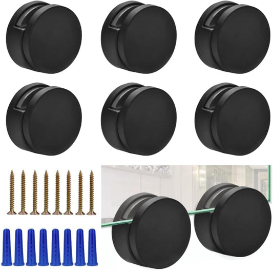 Black Frameless Mirror Mounting Hardware Kit Zinc Alloy Mirror Holders Mirror Mounting Brackets Glass Clips V1258-DP02-B-1330