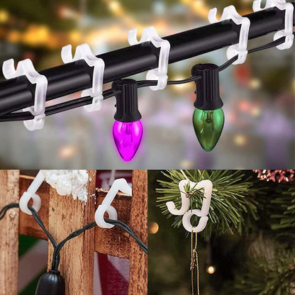 100 Pcs Outdoor Light Clips Hooks for Outdoor String Lights Gutter Clips for Hanging Christmas Village V1258-DP02-B-1333